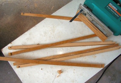 We have a selection of cut hardwood beams that are as thick as they are wide, in this case, approximately one-half inch per side
